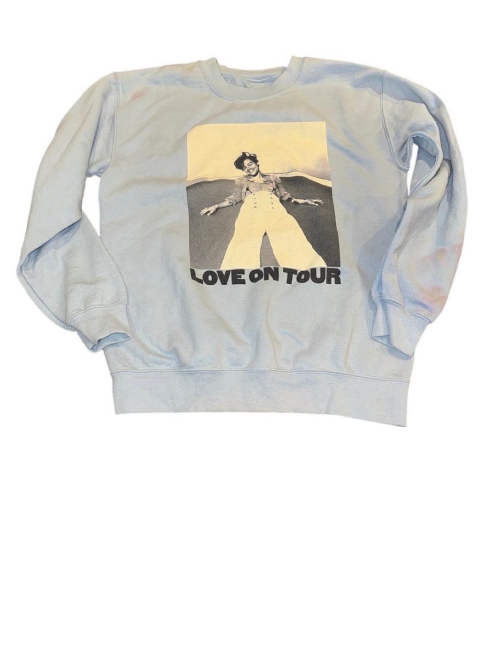 HARRY STYLES Love on Tour 2021 Sweatshirt in Light Blue / Green Size Medium
